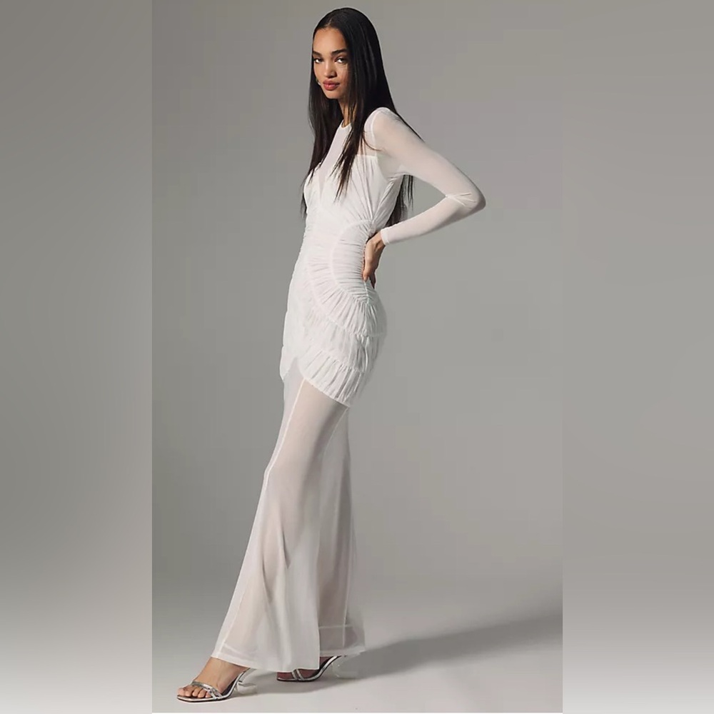 BNWT MISHA White 🤍Sheer Slim Dress size Medium fits like a Small